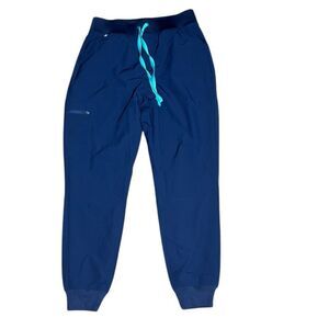 Figs women’s medium tall Zamora freex scrub pants navy w teal drawstring new